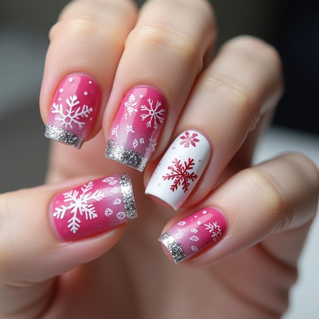Hot Pink Winter Nail Design