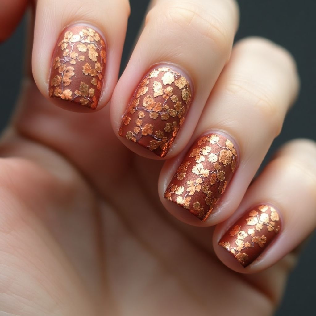 Copper Autumn Nail Design