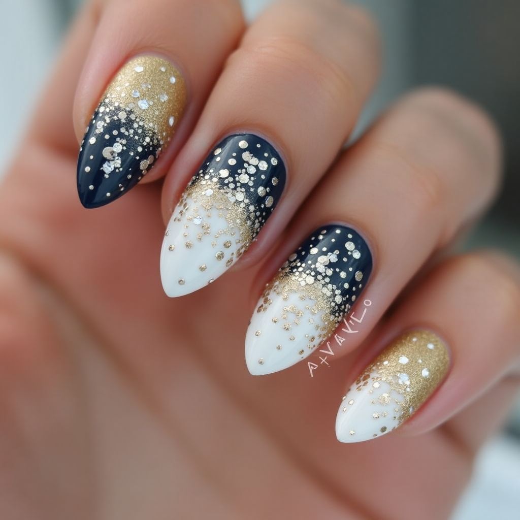 Gold Winter Nail Design
