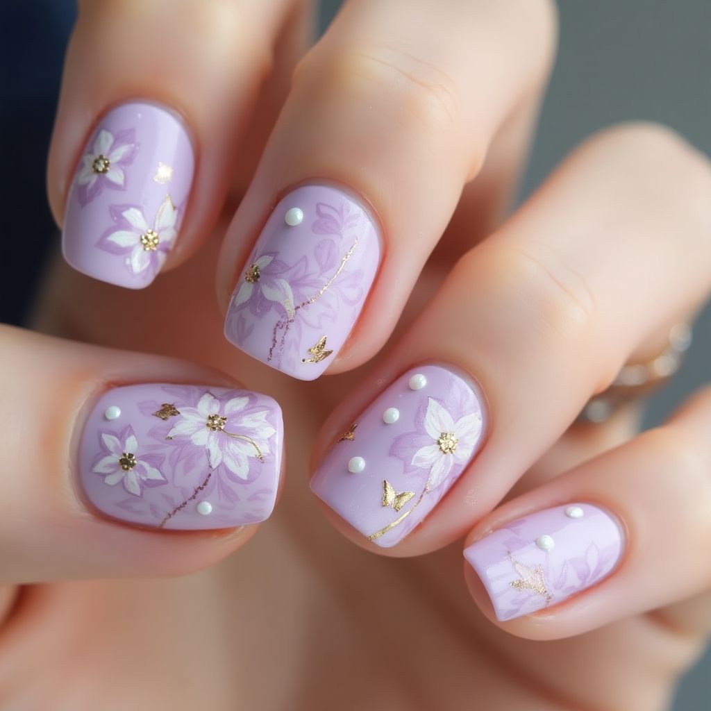 Lavender Spring Nail Design