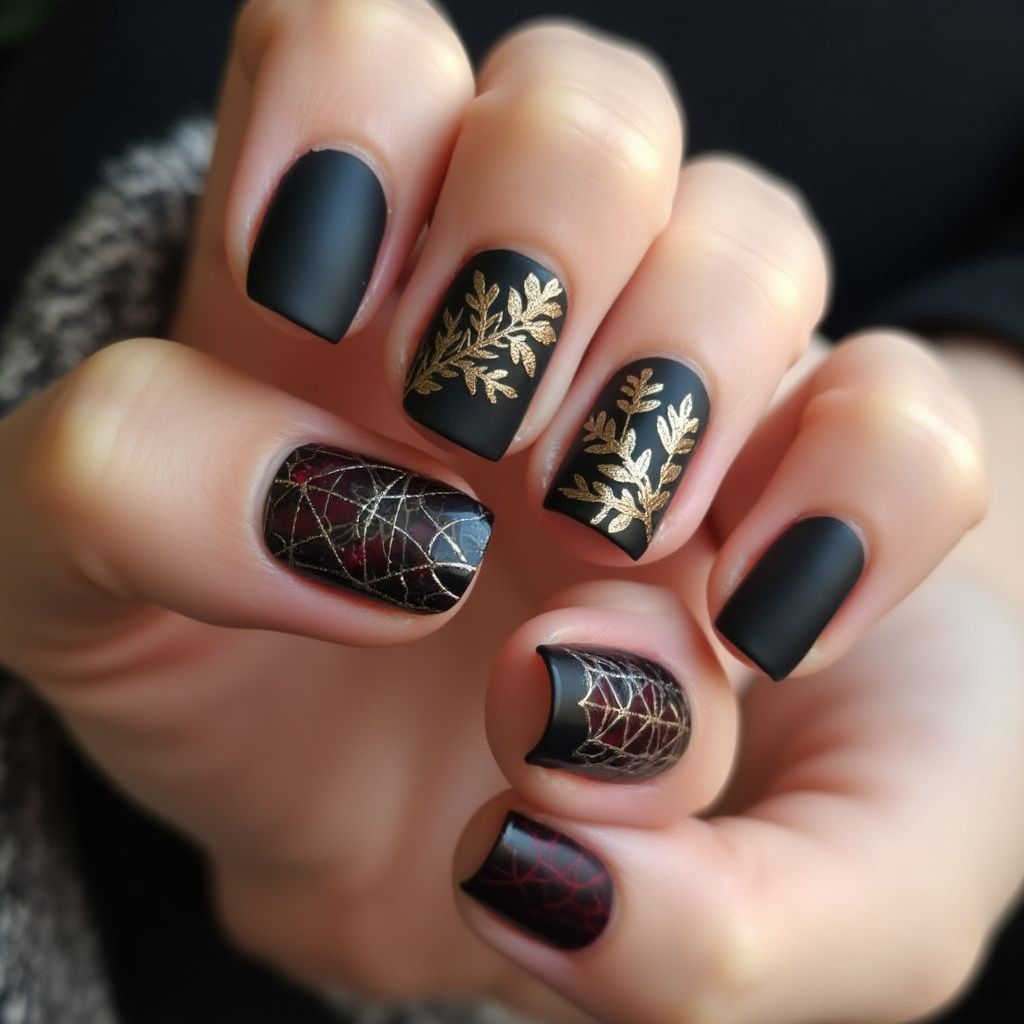 Black Autumn Nail Design