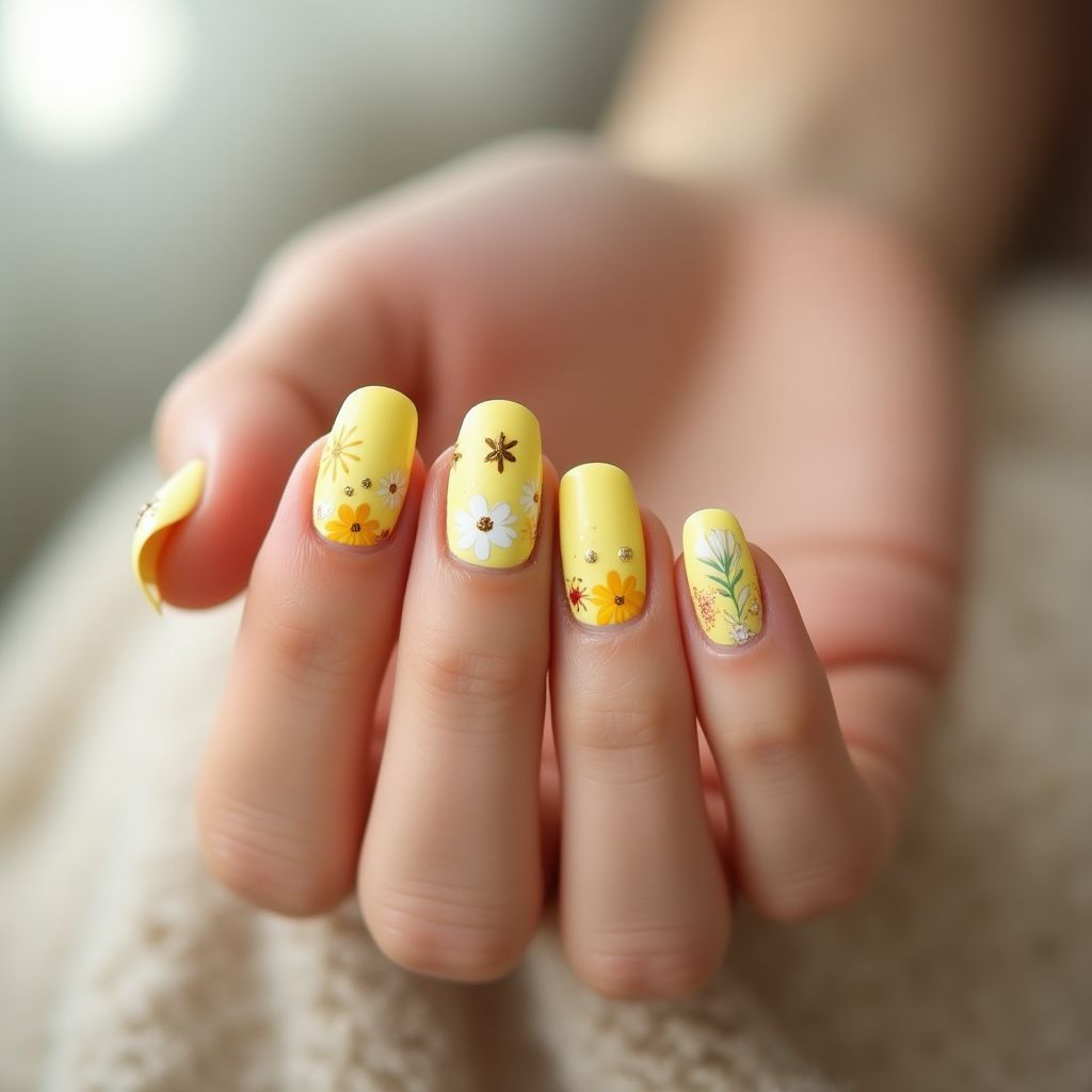 Pastel Yellow Summer Nail Design