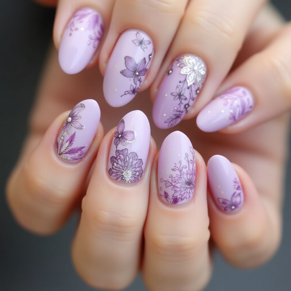 Purple Spring Nail Design