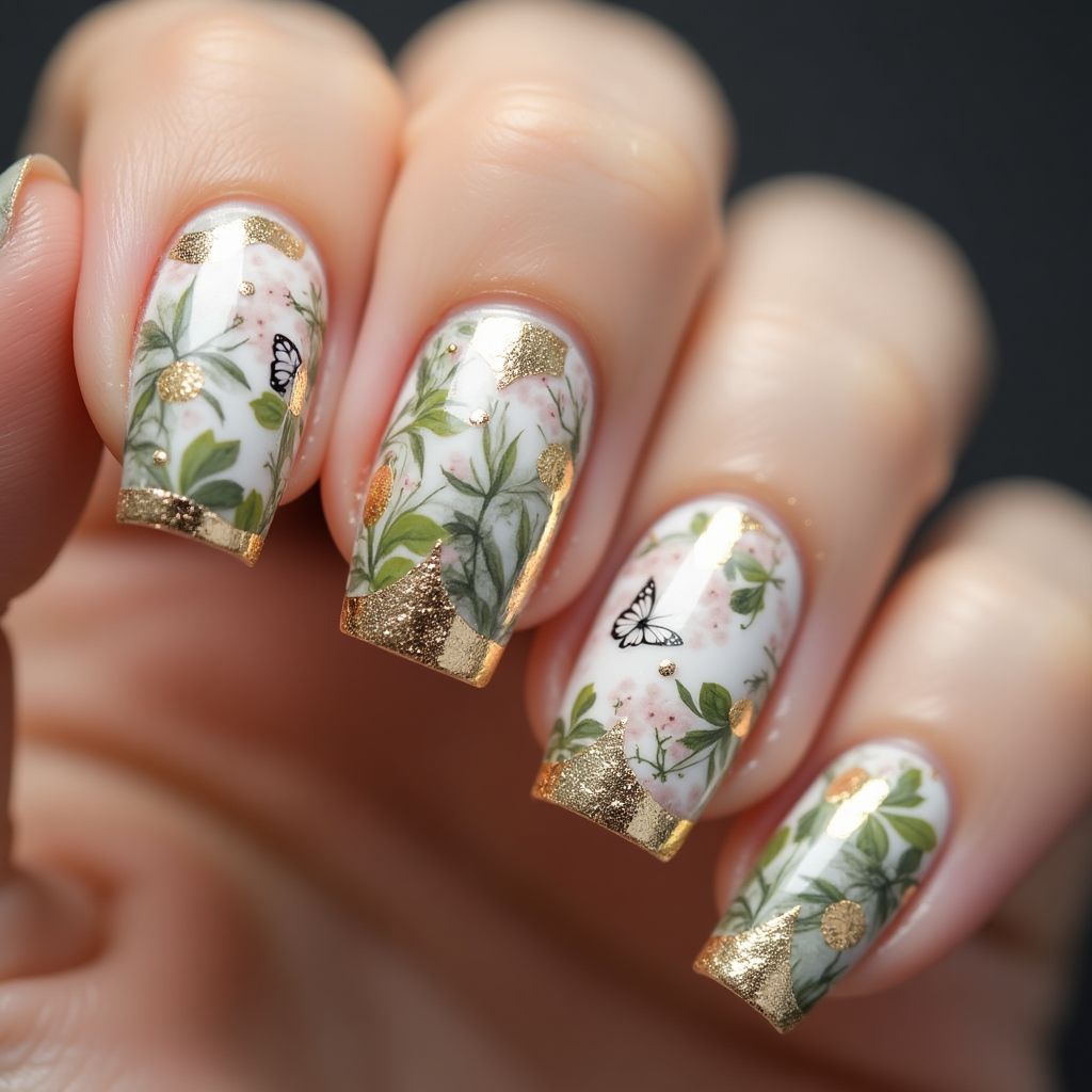 Gold Spring Nail Design