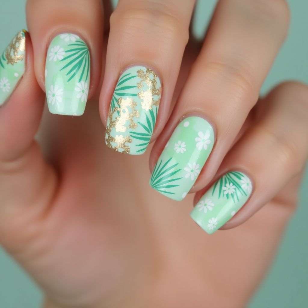 Mint Green Summer Nail Design