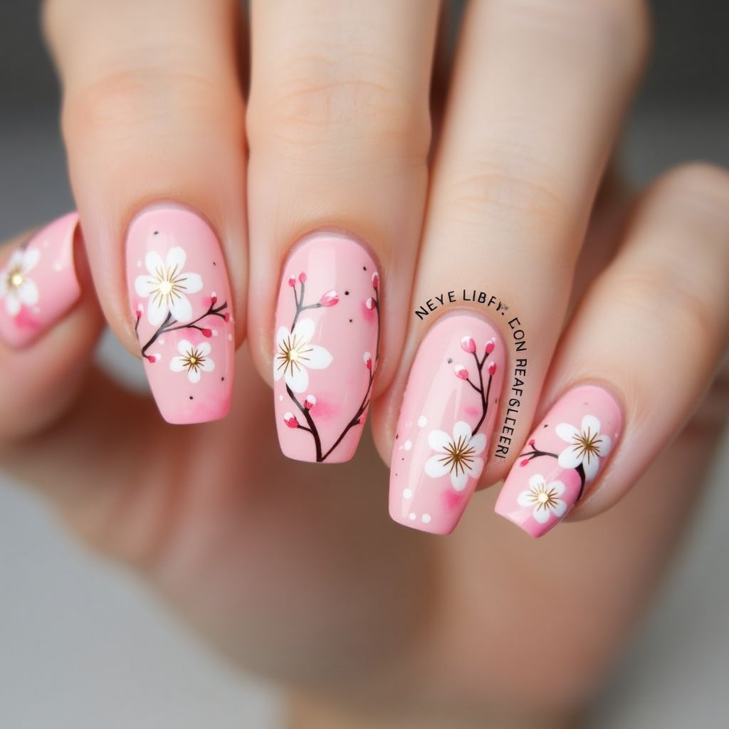 Baby Pink Spring Nail Design