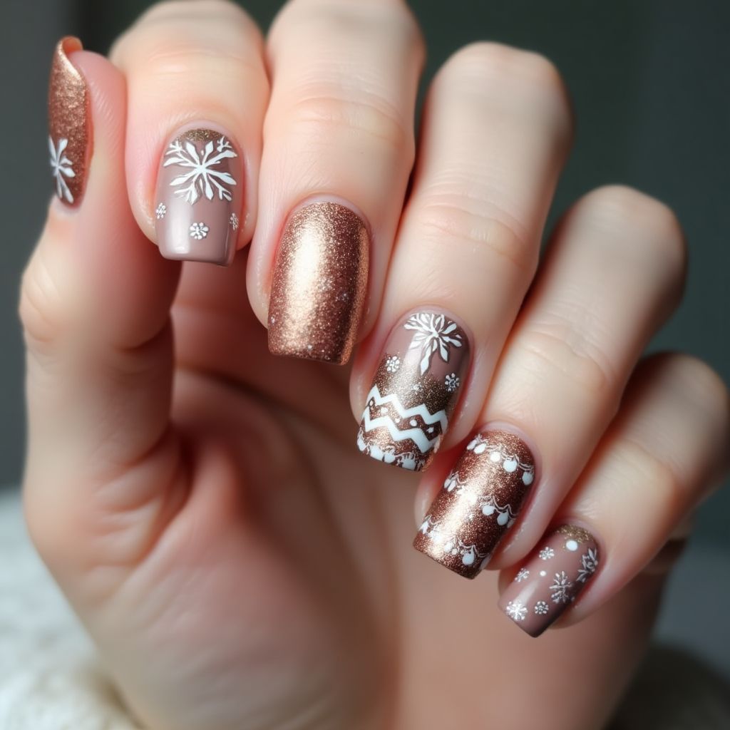Copper Winter Nail Design