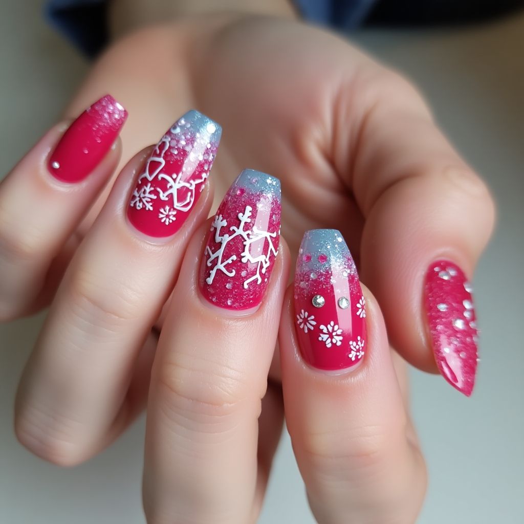 Hot Pink Winter Nail Design