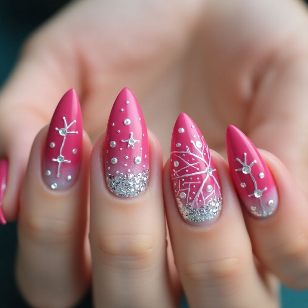 Hot Pink Winter Nail Design