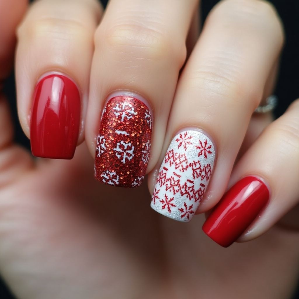 Red Winter Nail Design