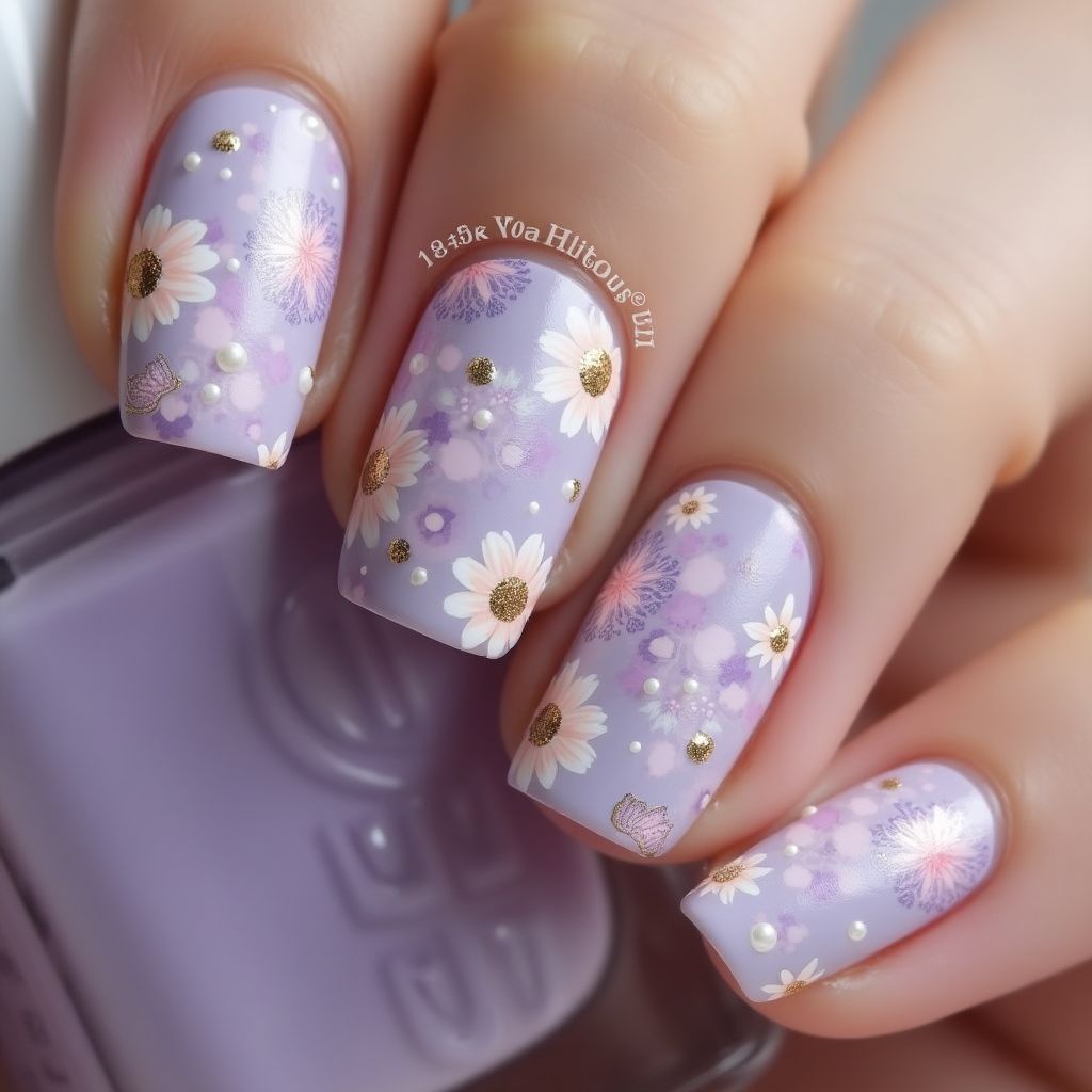 Lilac Spring Nail Design