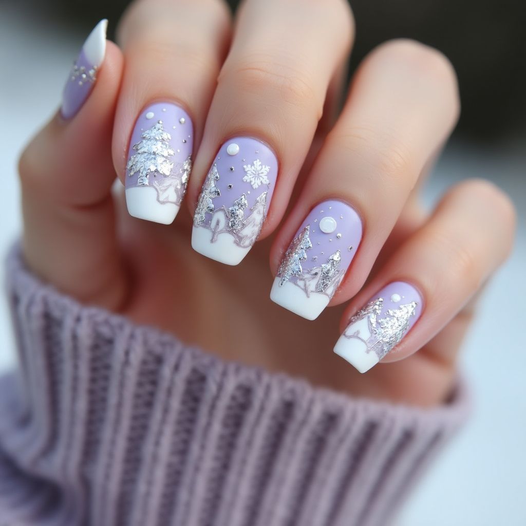 Lilac Winter Nail Design