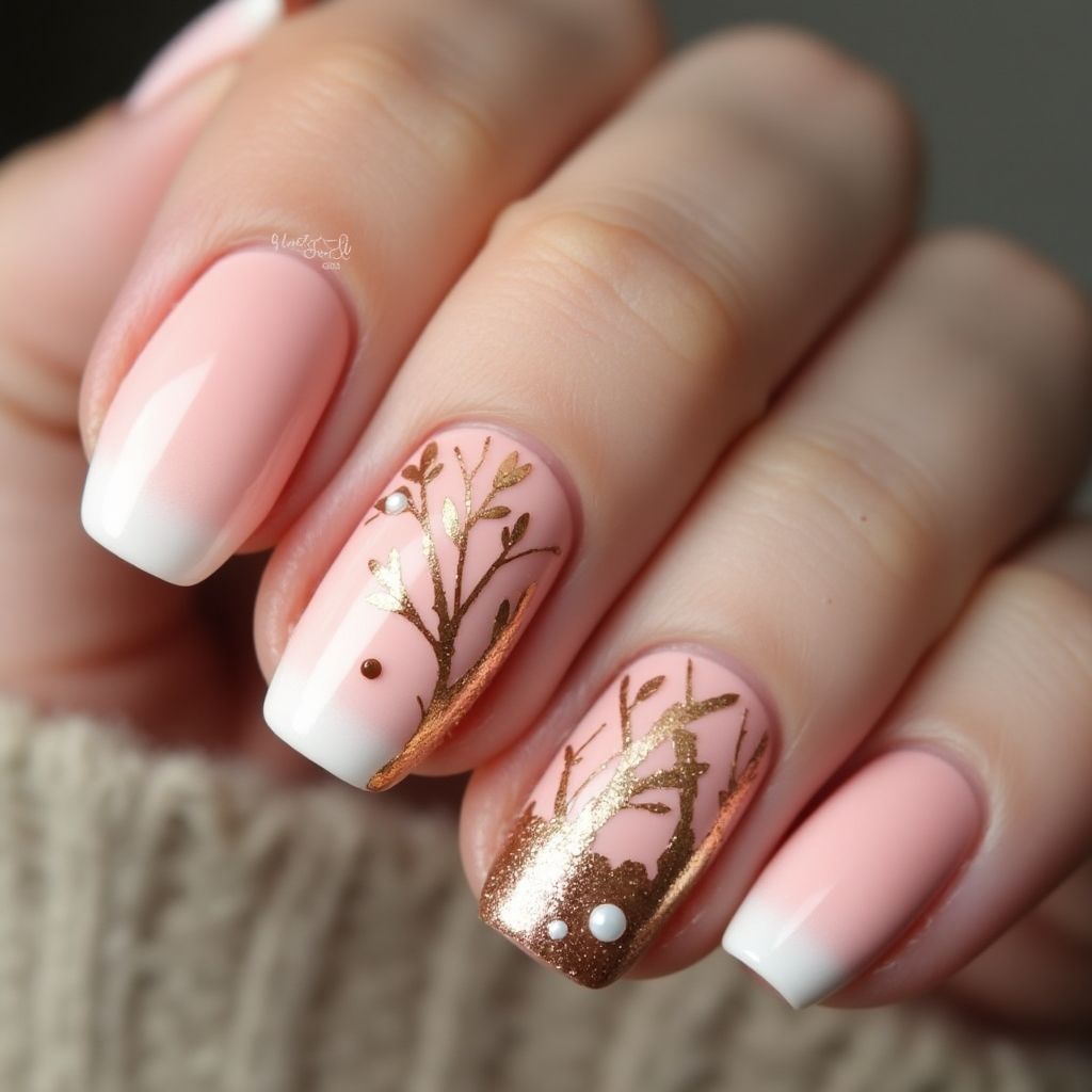 Baby Pink Autumn Nail Design