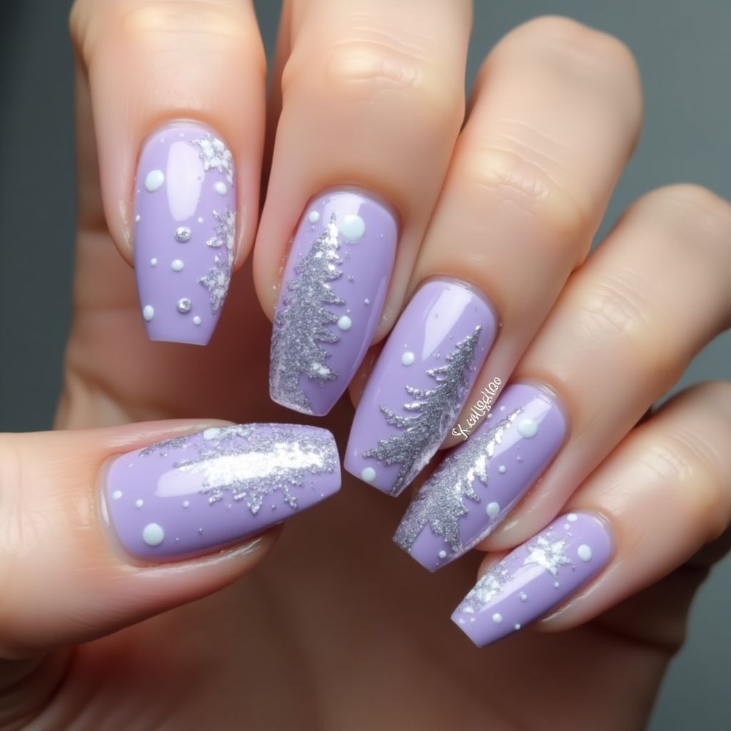 Lilac Winter Nail Design