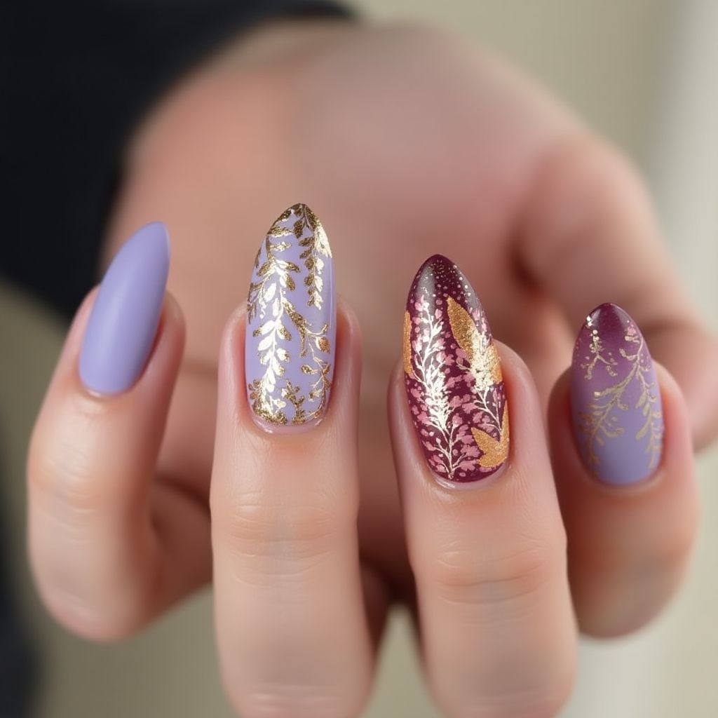 Lavender Autumn Nail Design