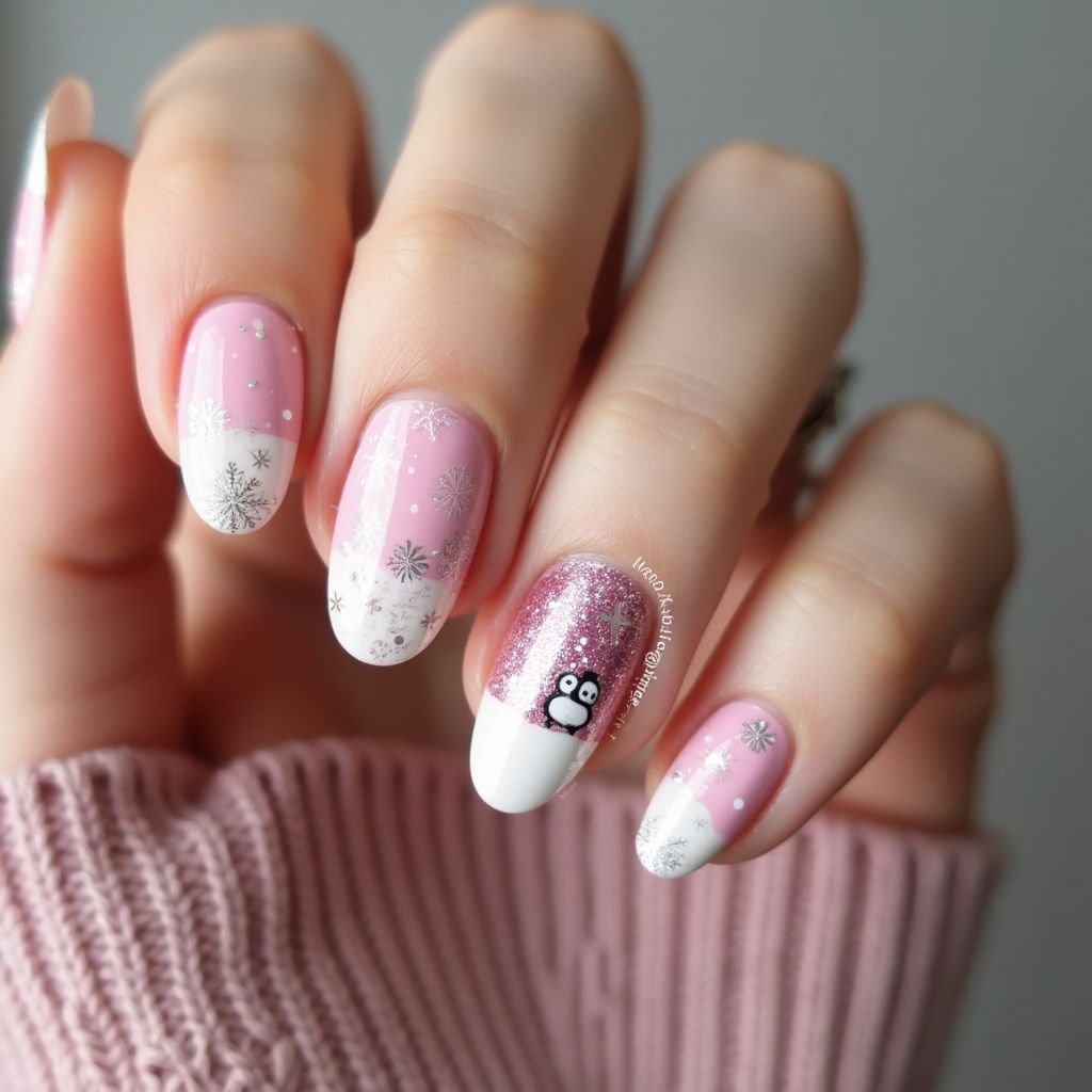Pink Winter Nail Design