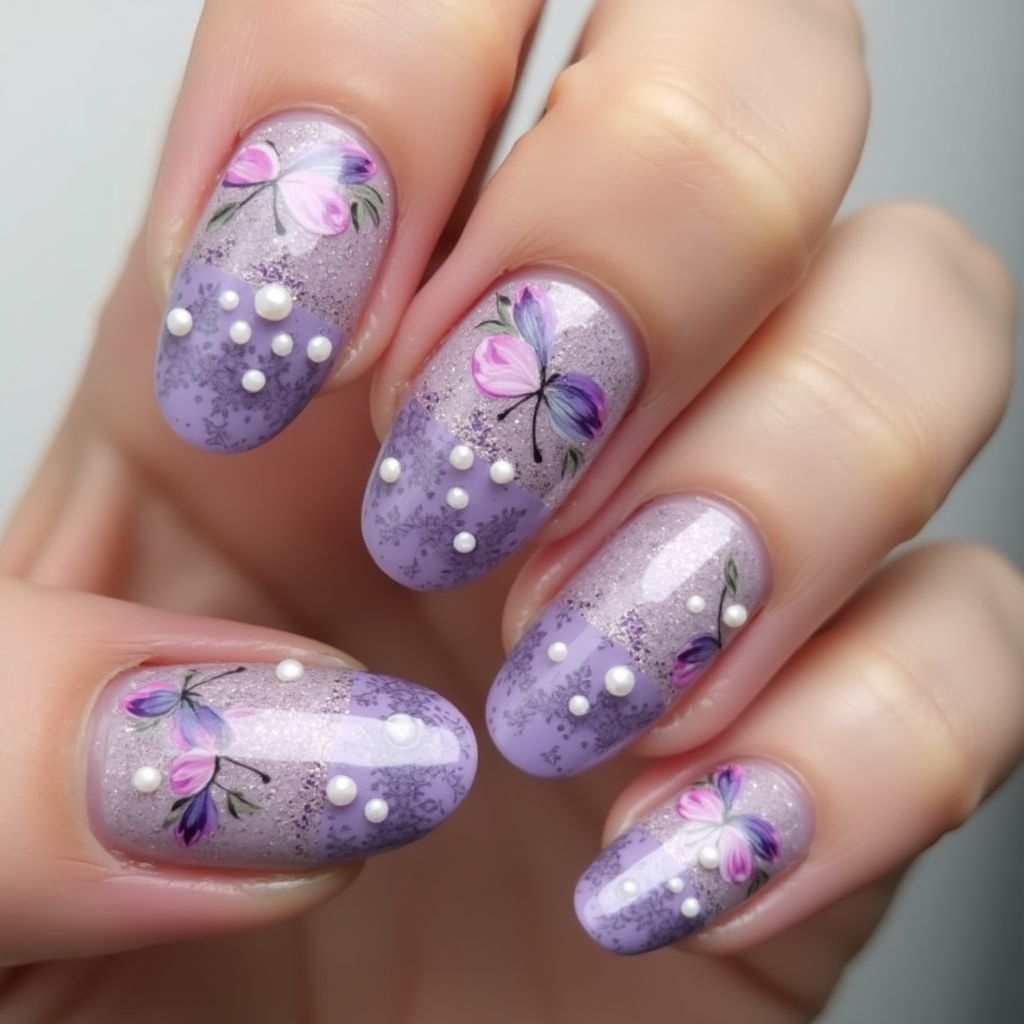 Purple Spring Nail Design