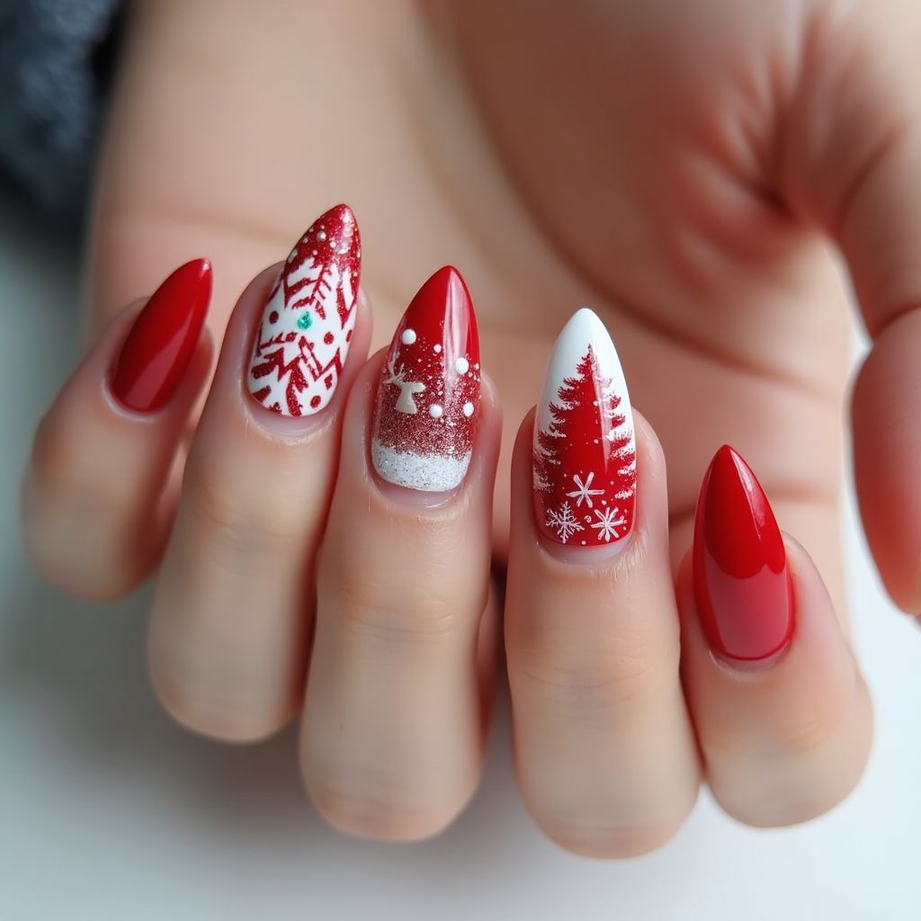 Red Winter Nail Design