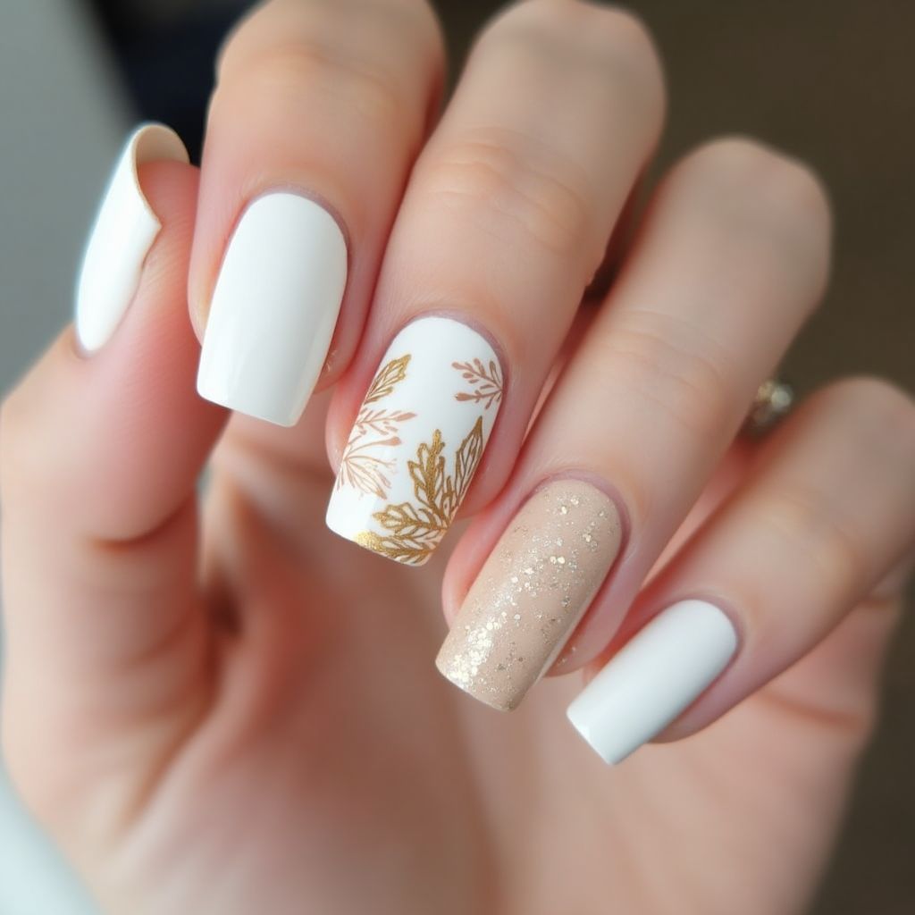 White Autumn Nail Design