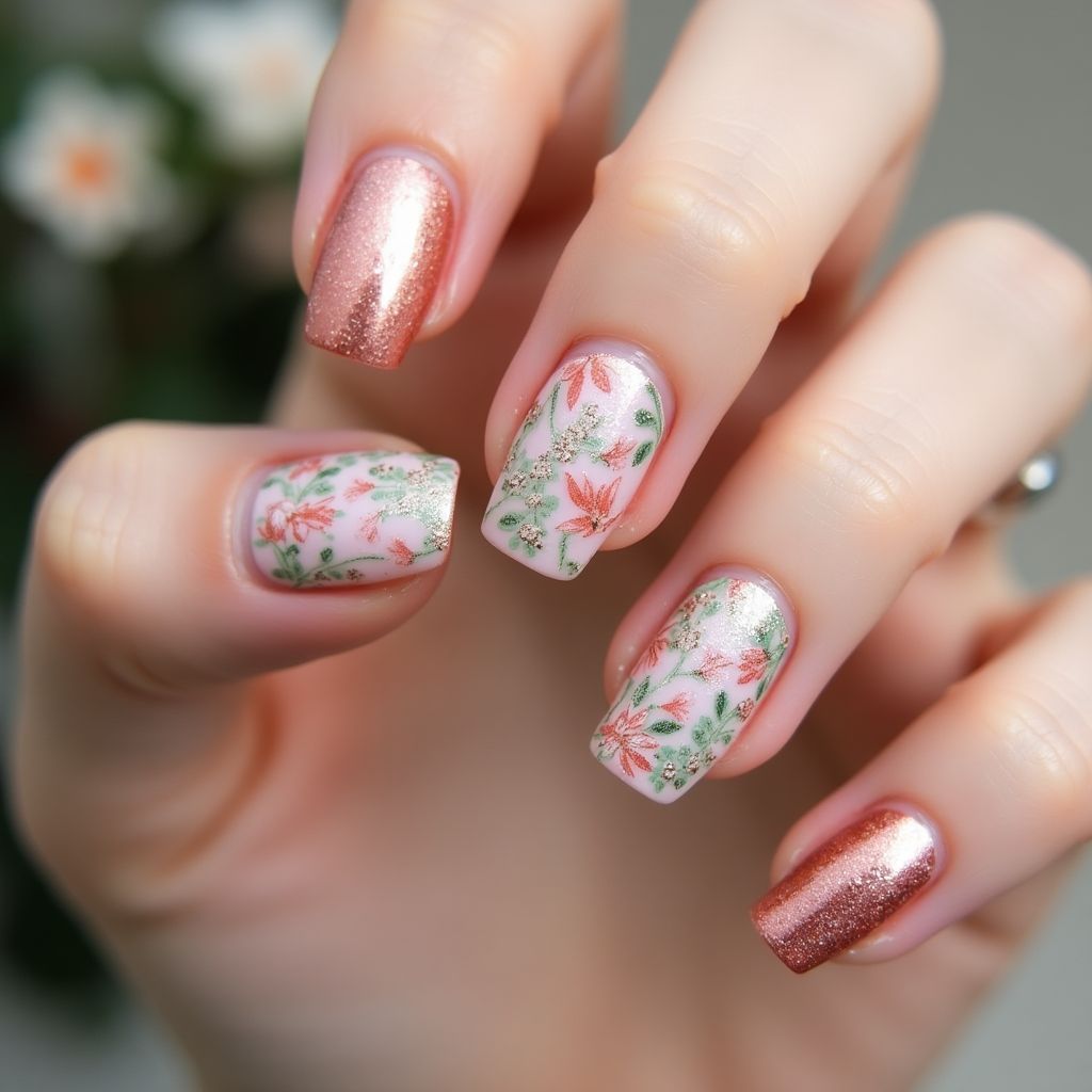 Copper Spring Nail Design