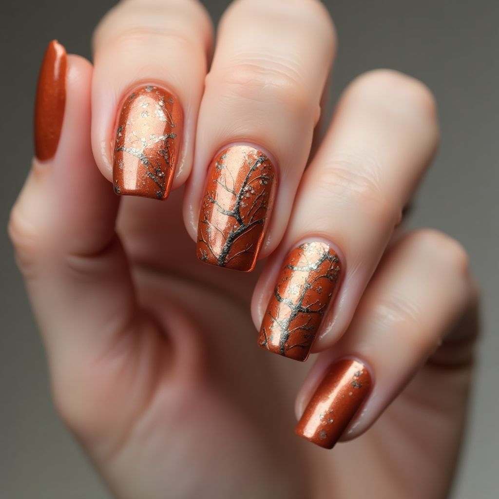 Copper Autumn Nail Design