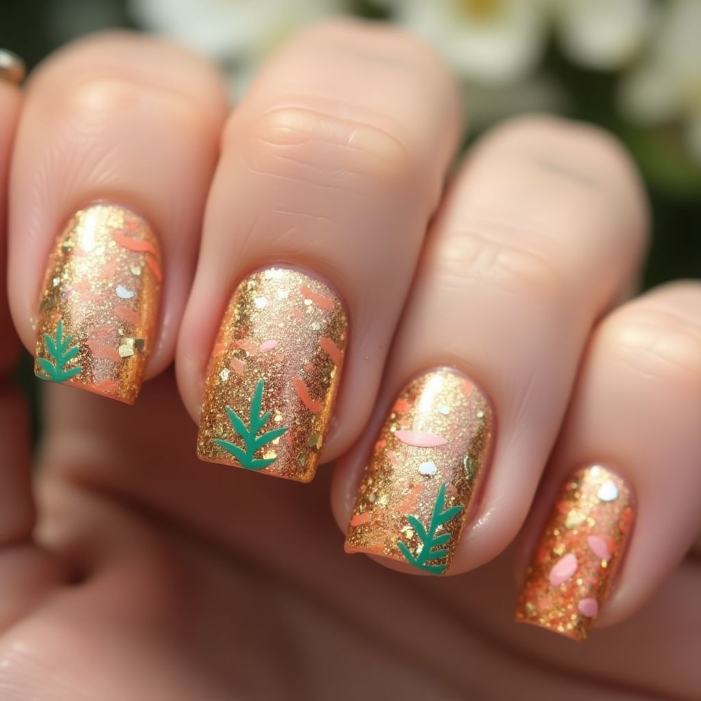Gold Summer Nail Design