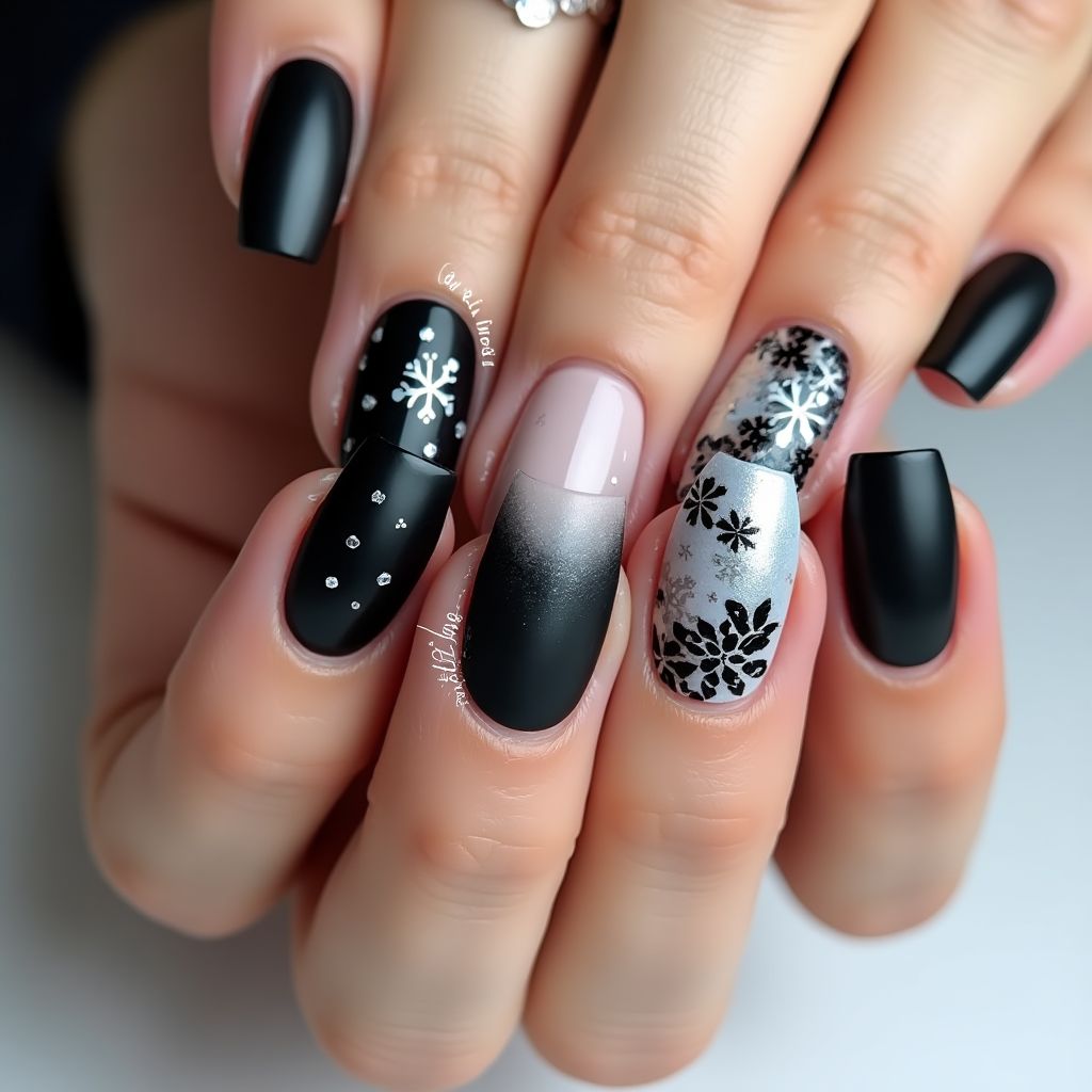 Black Winter Nail Design
