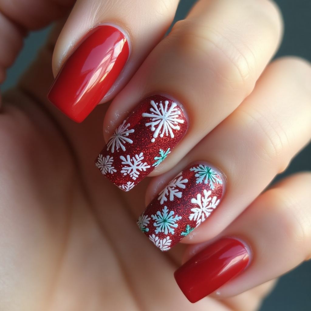 Red Winter Nail Design