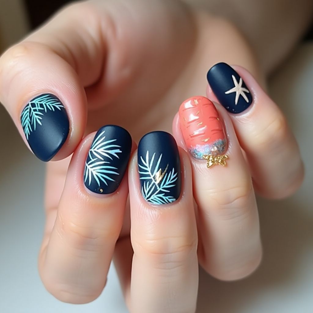 Navy Blue Summer Nail Design