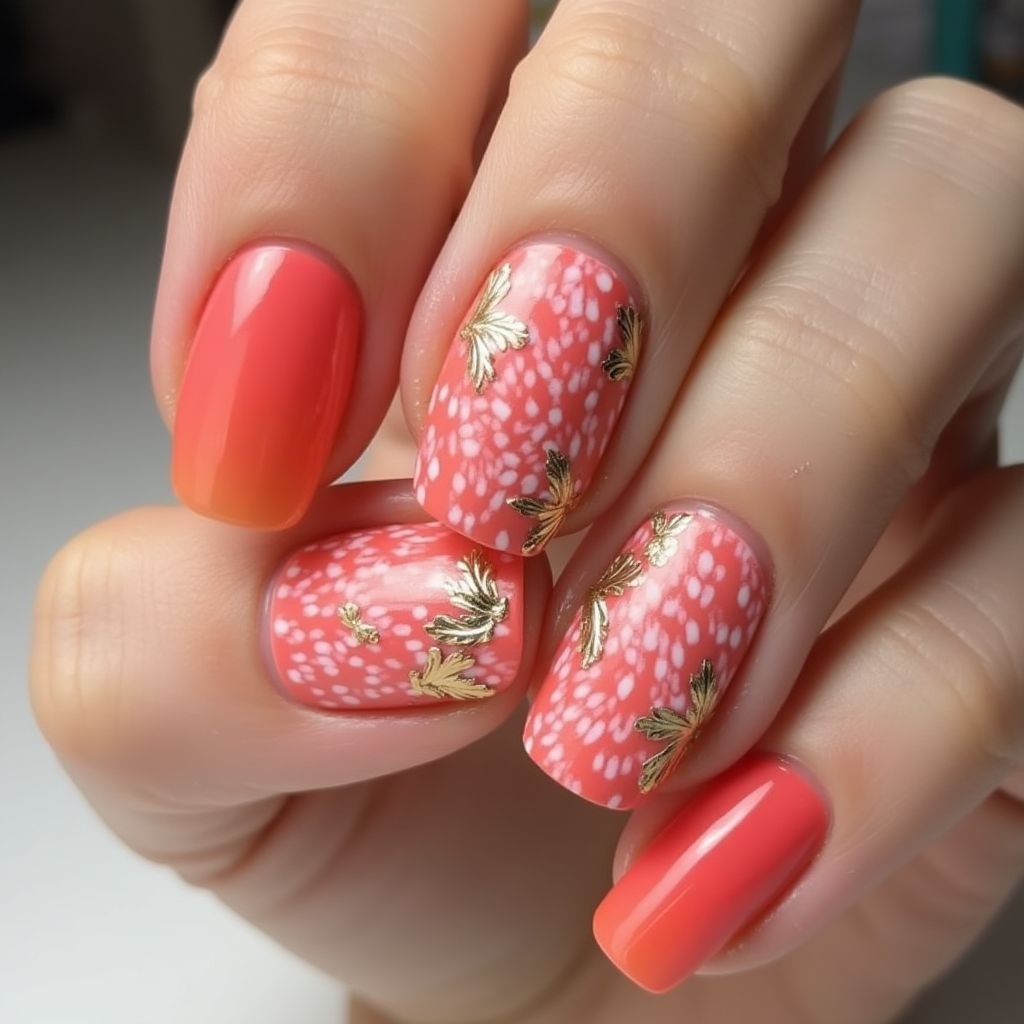 Coral Summer Nail Design