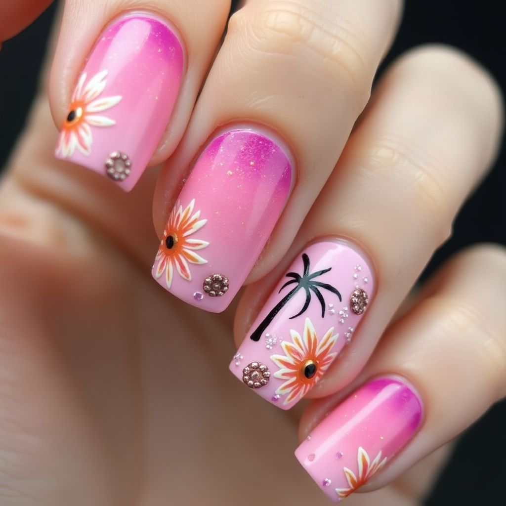 Pink Summer Nail Design