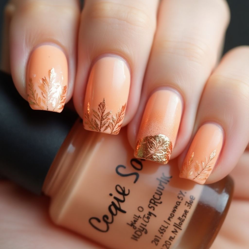 Peach Autumn Nail Design