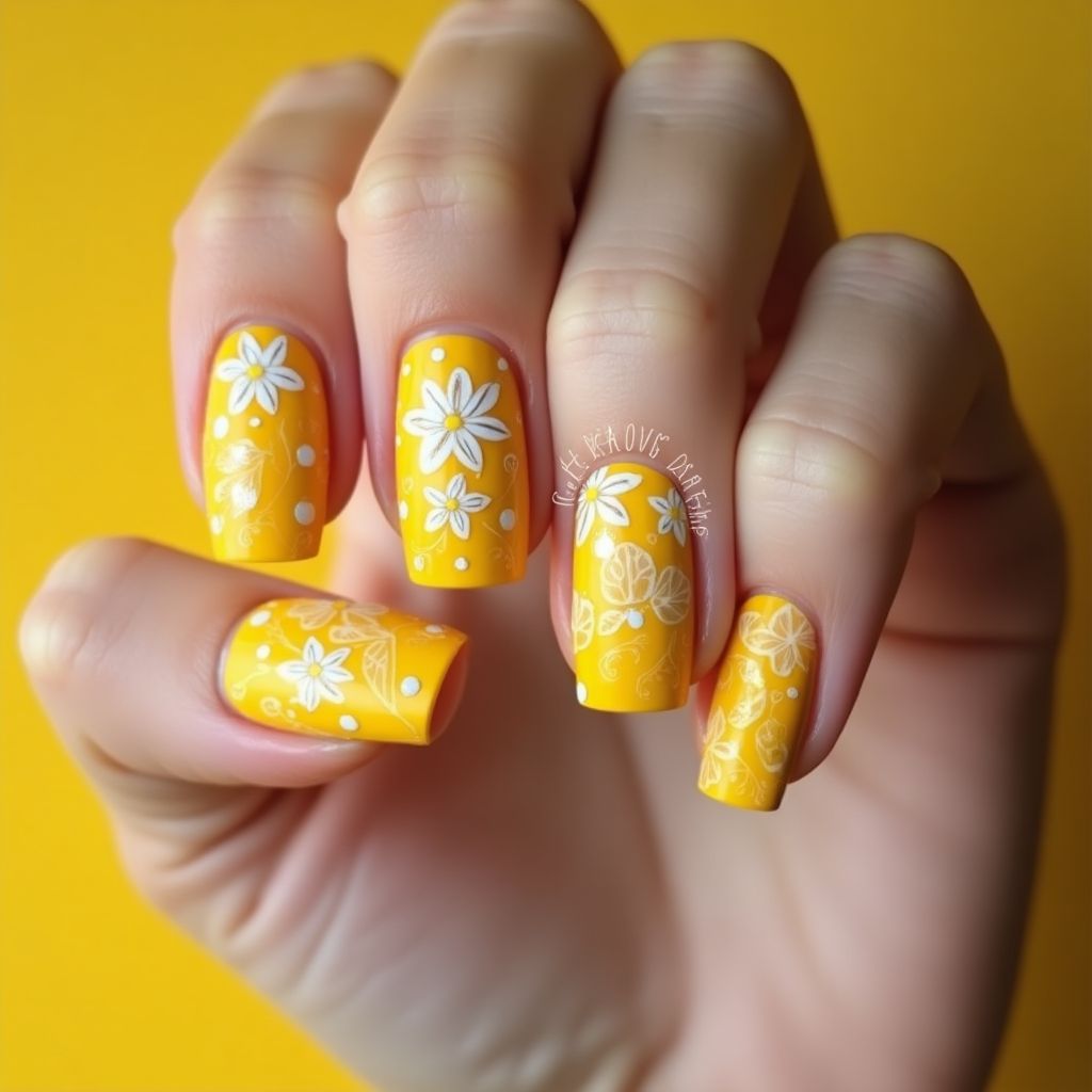 Yellow Spring Nail Design