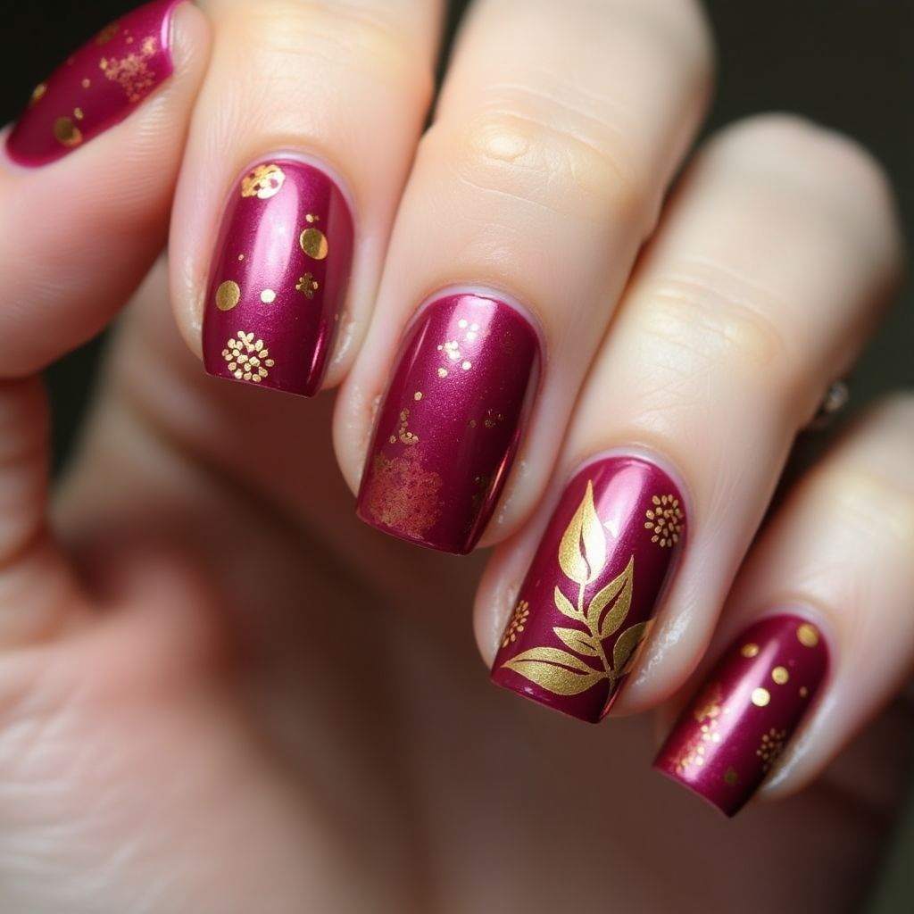 Fuchsia Autumn Nail Design