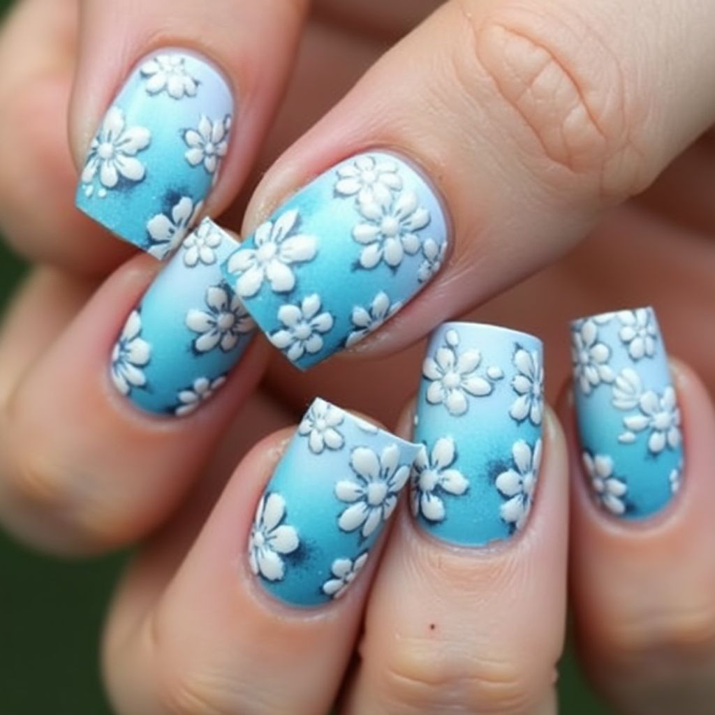 Blue Spring Nail Design
