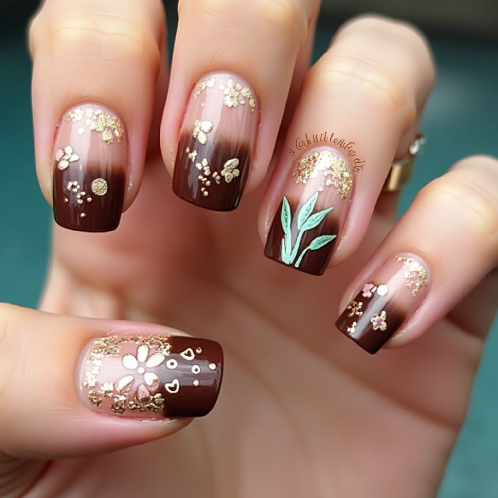 Chocolate Brown Summer Nail Design