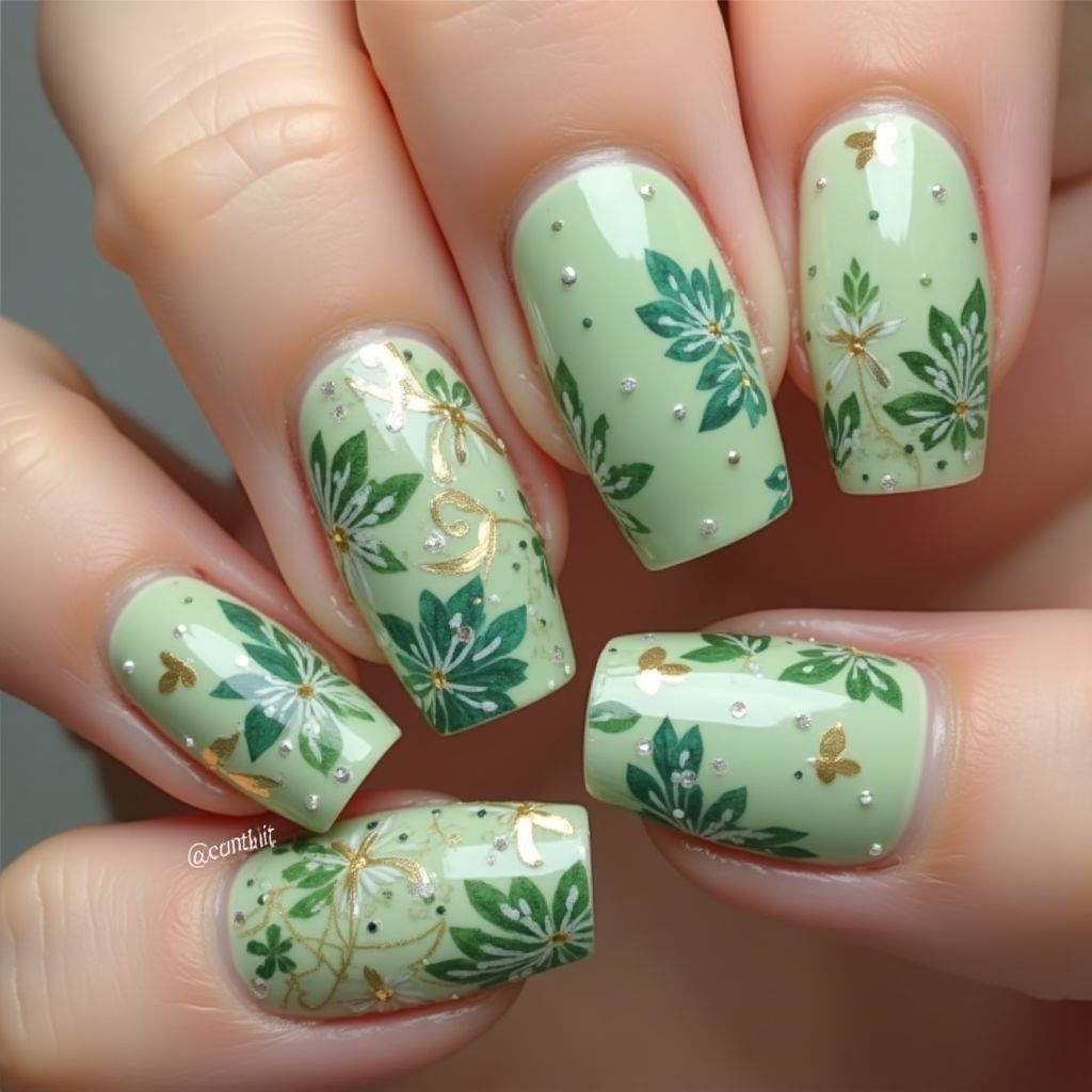 Green Spring Nail Design
