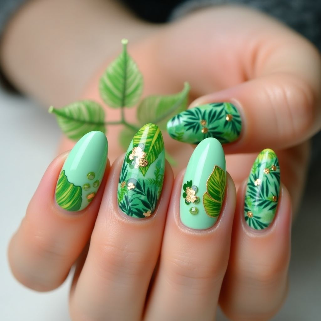 Green Summer Nail Design