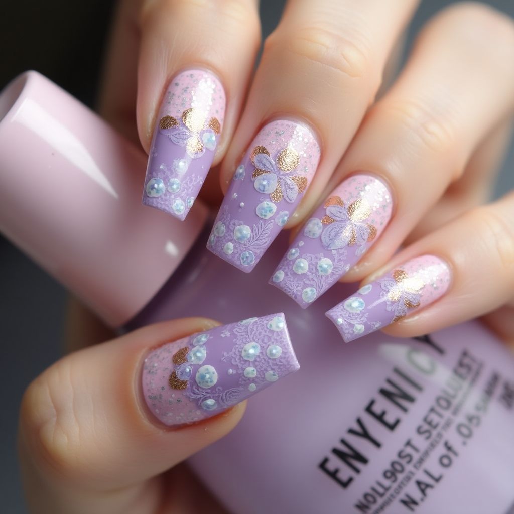 Purple Spring Nail Design