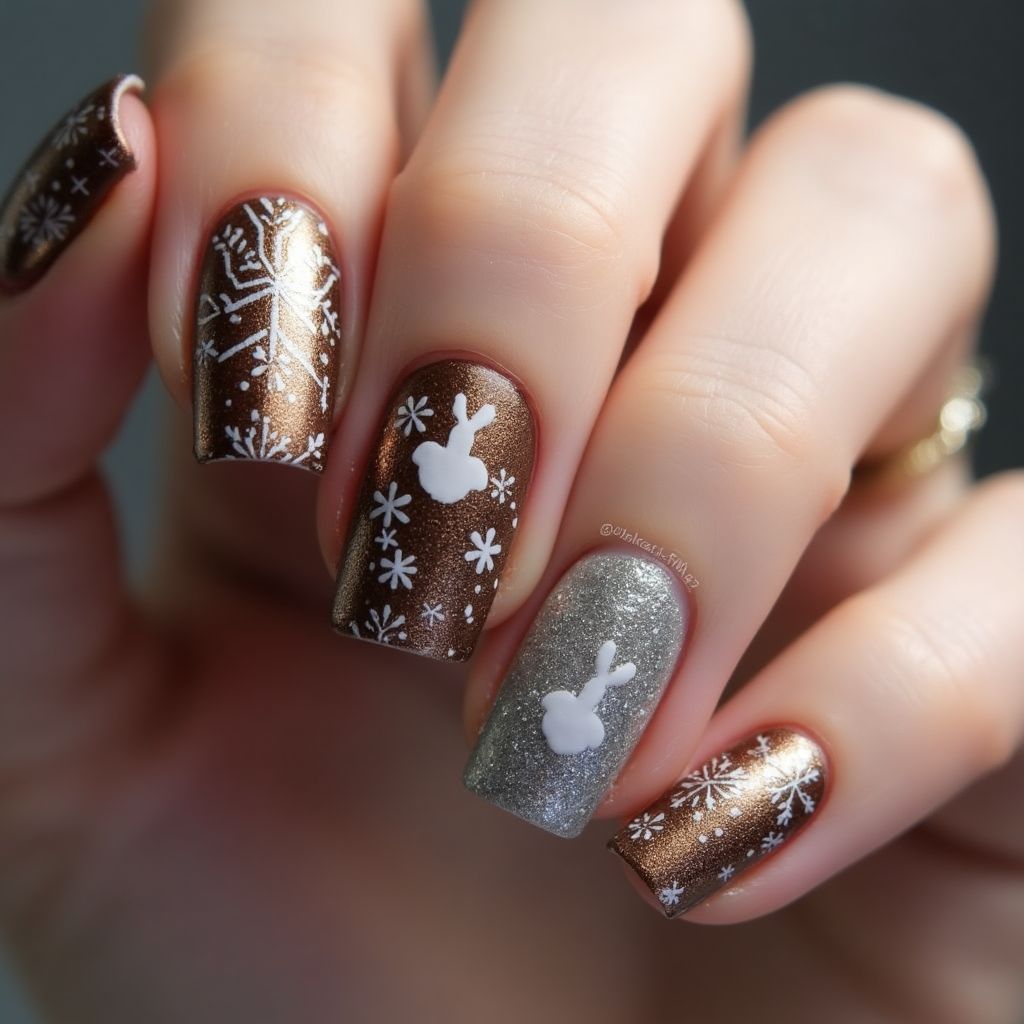 Chocolate Brown Winter Nail Design