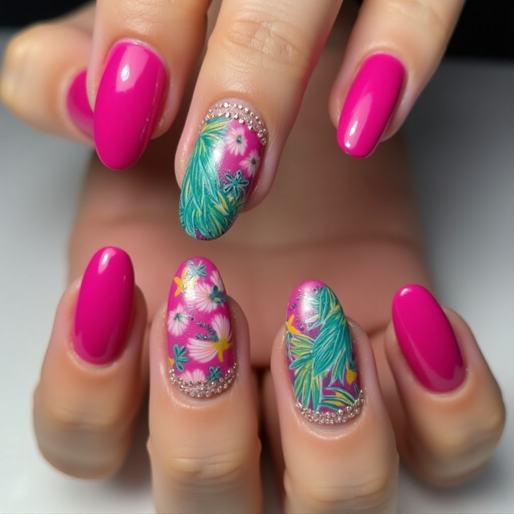 Fuchsia Summer Nail Design
