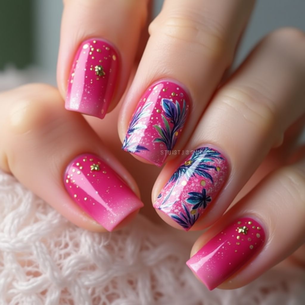 Fuchsia Summer Nail Design