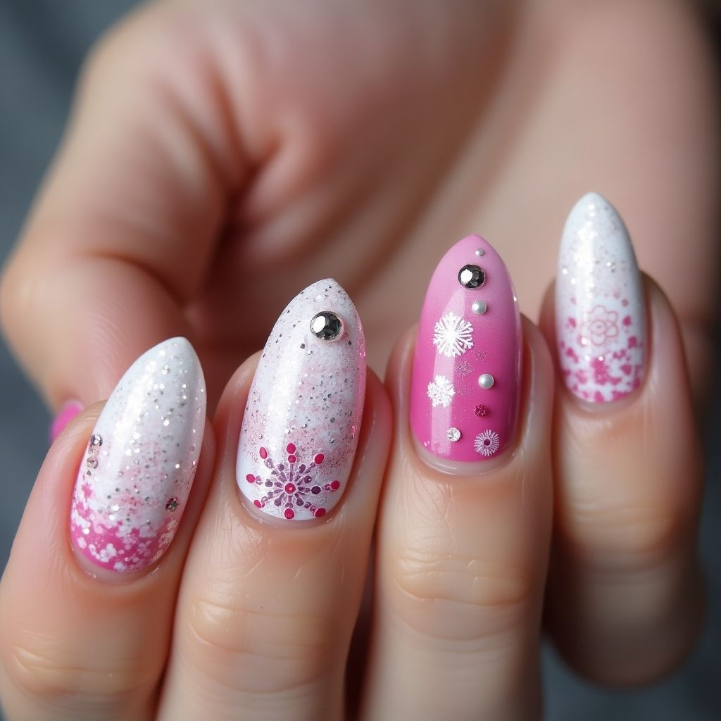 Fuchsia Winter Nail Design