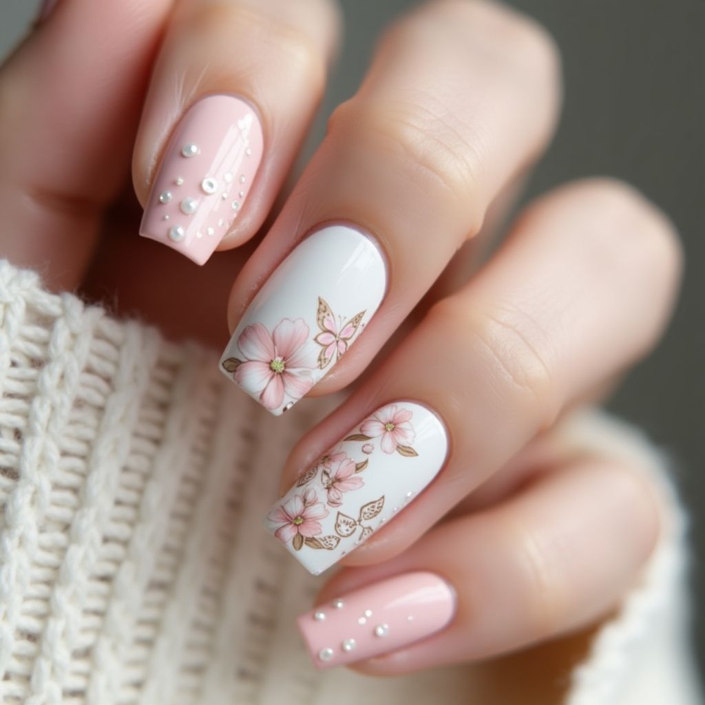 White Spring Nail Design