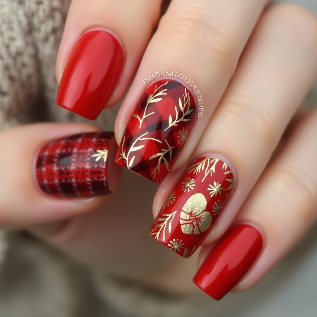 Red Autumn Nail Design