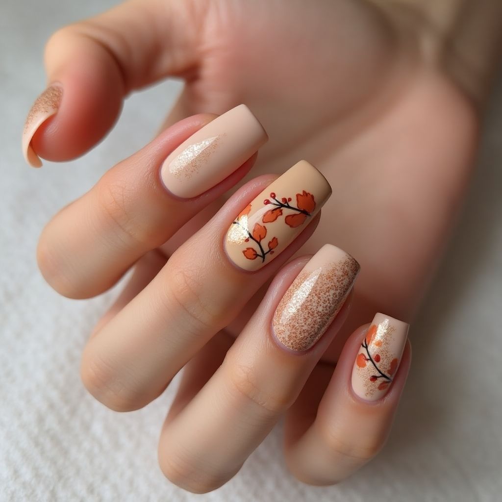 Nude Autumn Nail Design