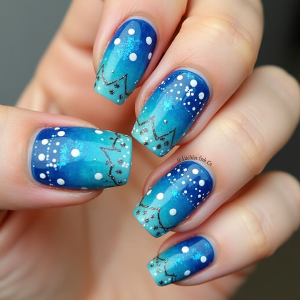 Blue Summer Nail Design