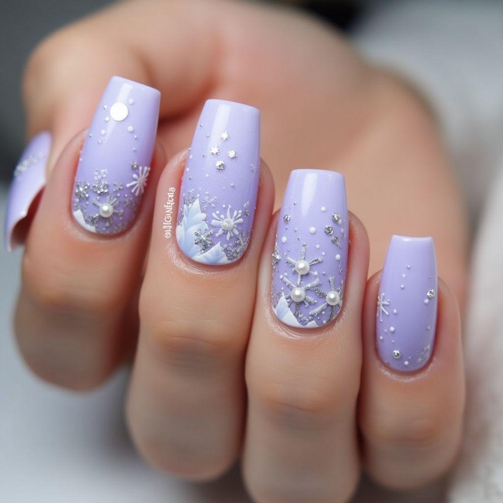 Lavender Winter Nail Design