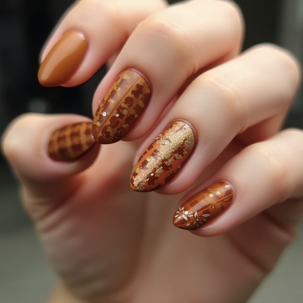 Tan Autumn Nail Design