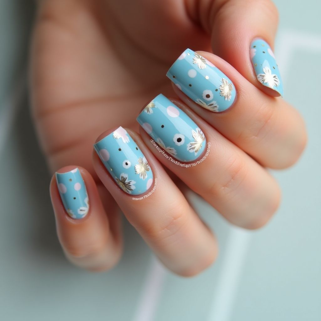 Pastel Blue Summer Nail Design
